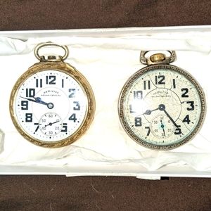 Set of Gold and Silver Hamilton Railway special Pocket Watches